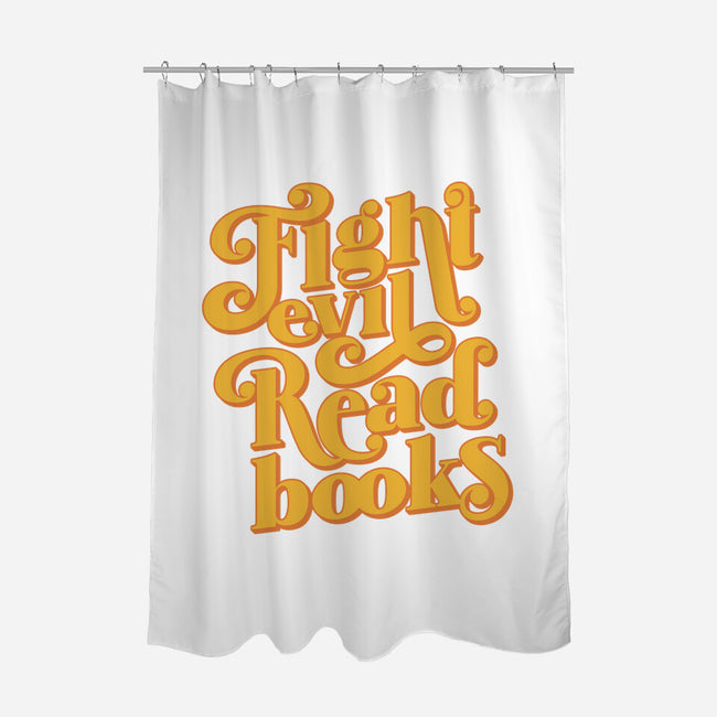 Fight Evil, Read Books-none polyester shower curtain-Agu Luque