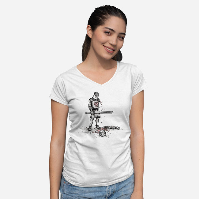 Rolling a One-womens v-neck tee-kg07