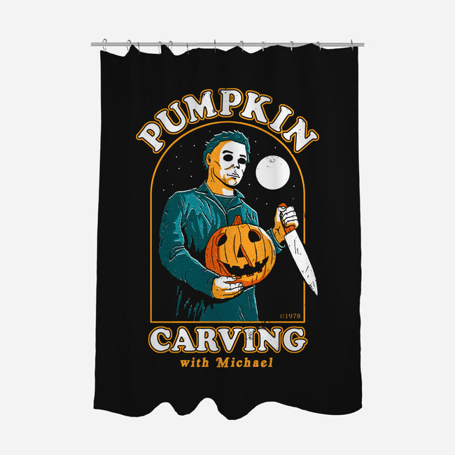 Carving With Michael-none polyester shower curtain-DinoMike