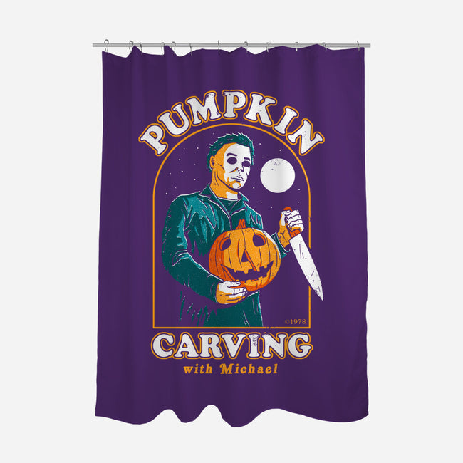 Carving With Michael-none polyester shower curtain-DinoMike