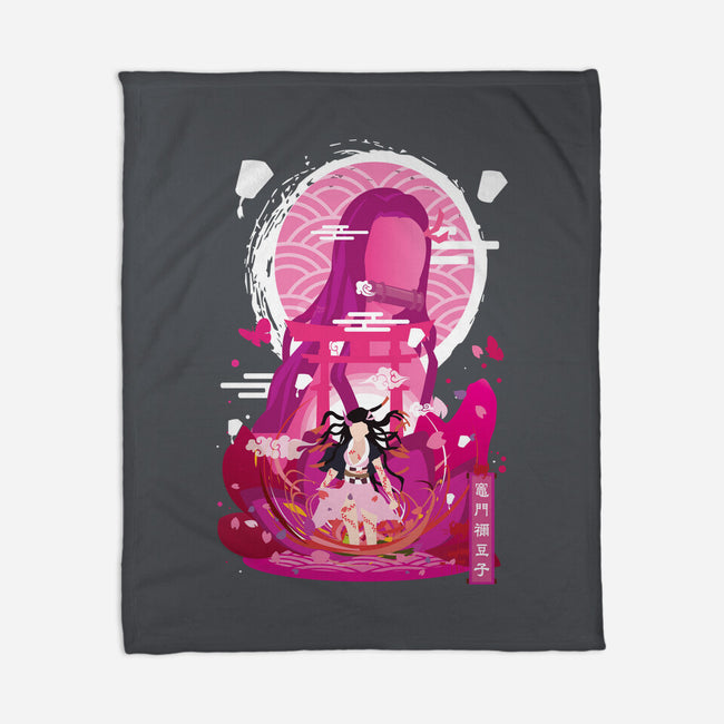 Nezuko Negative Space-none fleece blanket-SwensonaDesigns