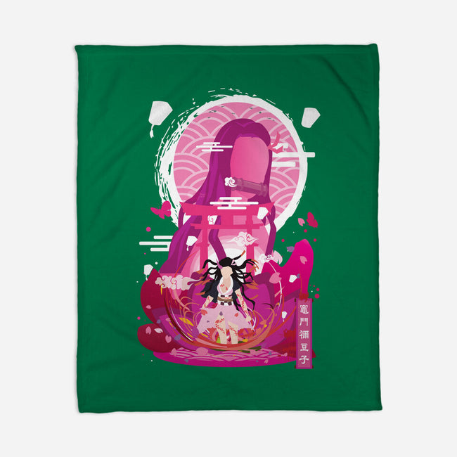 Nezuko Negative Space-none fleece blanket-SwensonaDesigns