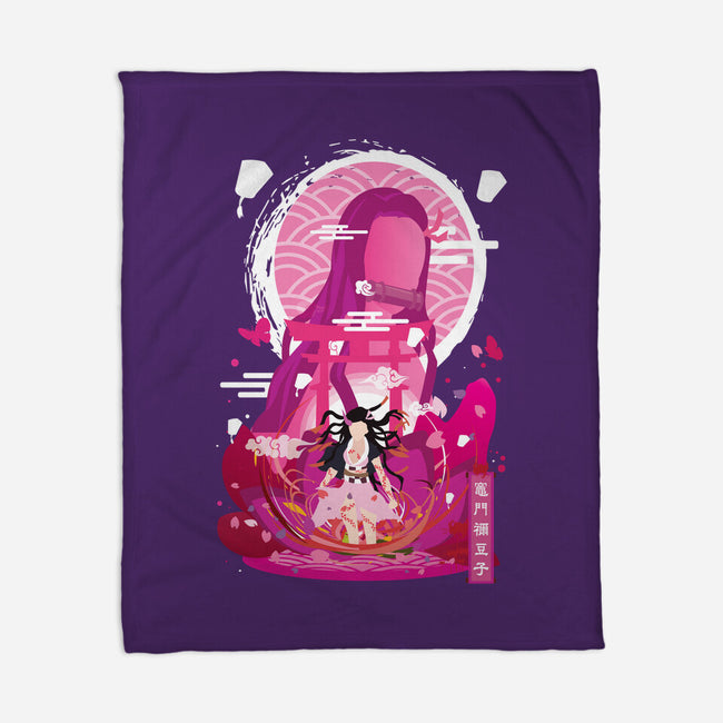Nezuko Negative Space-none fleece blanket-SwensonaDesigns