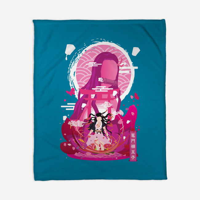 Nezuko Negative Space-none fleece blanket-SwensonaDesigns
