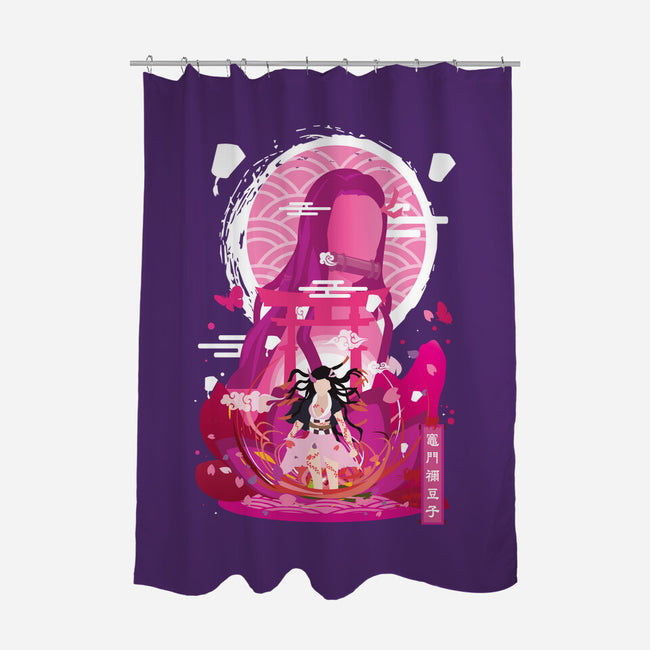 Nezuko Negative Space-none polyester shower curtain-SwensonaDesigns