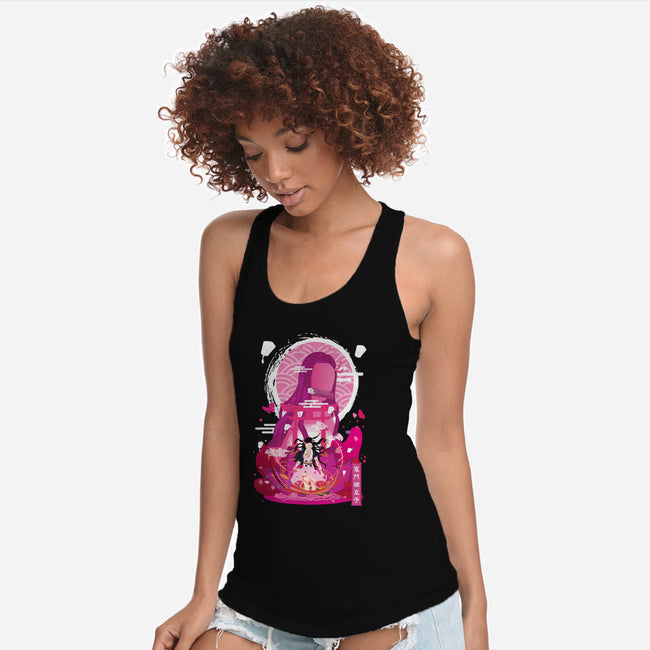Nezuko Negative Space-womens racerback tank-SwensonaDesigns