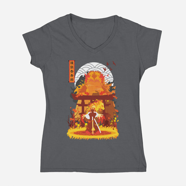 Kyojuro Rengoku-womens v-neck tee-SwensonaDesigns
