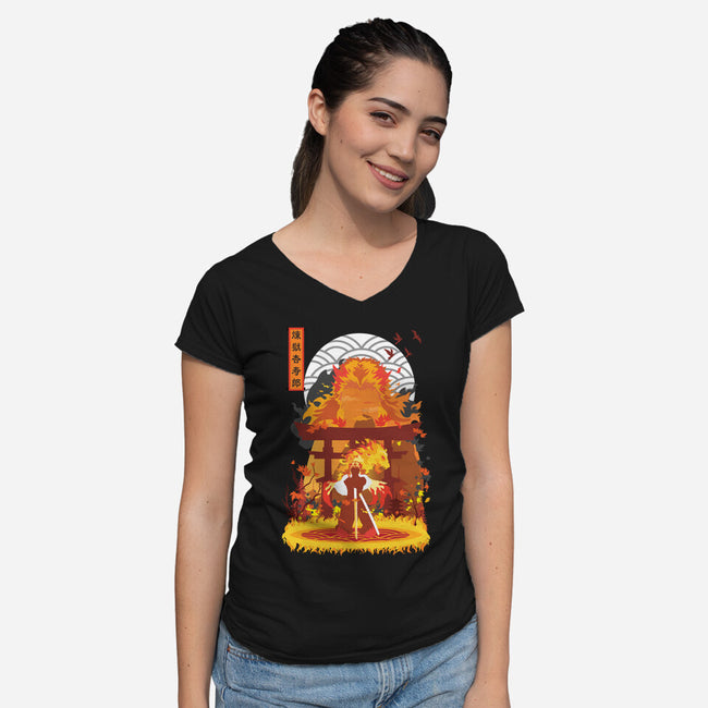 Kyojuro Rengoku-womens v-neck tee-SwensonaDesigns