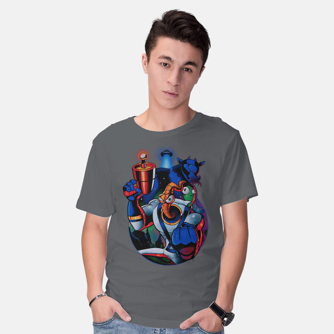 Earthworm Groovy!-mens basic tee-Bruno Mota