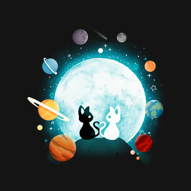 Moon Cat Planets-none polyester shower curtain-Vallina84