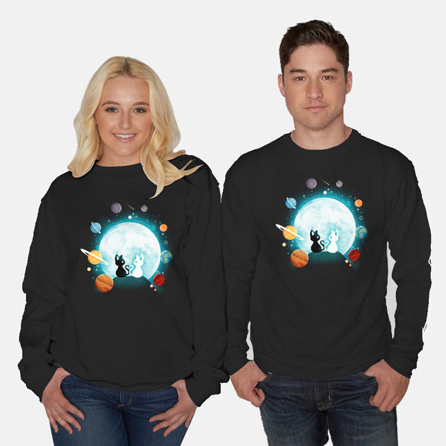Moon Cat Planets-unisex crew neck sweatshirt-Vallina84