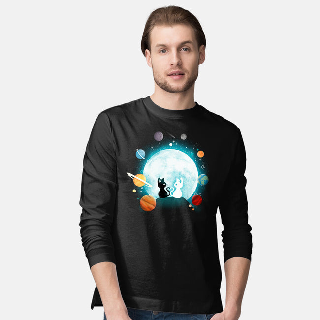 Moon Cat Planets-mens long sleeved tee-Vallina84