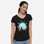 Moon Cat Planets-womens v-neck tee-Vallina84