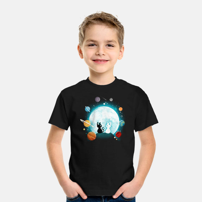 Moon Cat Planets-youth basic tee-Vallina84