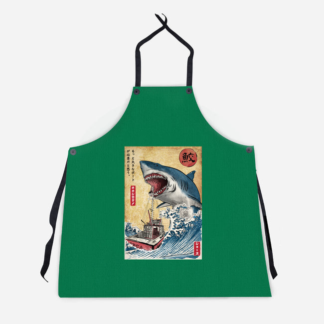 Hunting The Shark In Japan-unisex kitchen apron-DrMonekers