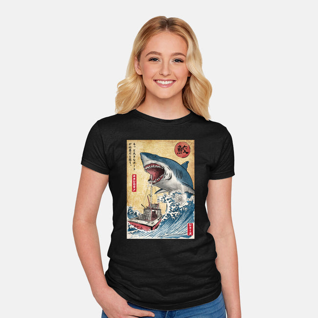 Hunting The Shark In Japan-womens fitted tee-DrMonekers