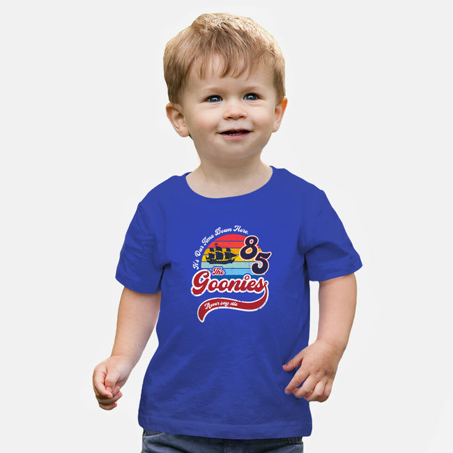 Goonies Never Say Die-baby basic tee-DrMonekers