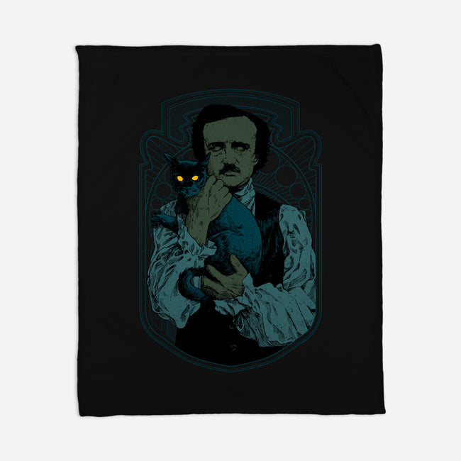 Poe And The Black Cat-none fleece blanket-Hafaell