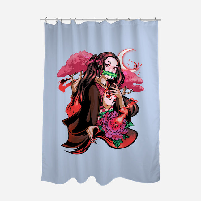 Cute Demon-none polyester shower curtain-heydale