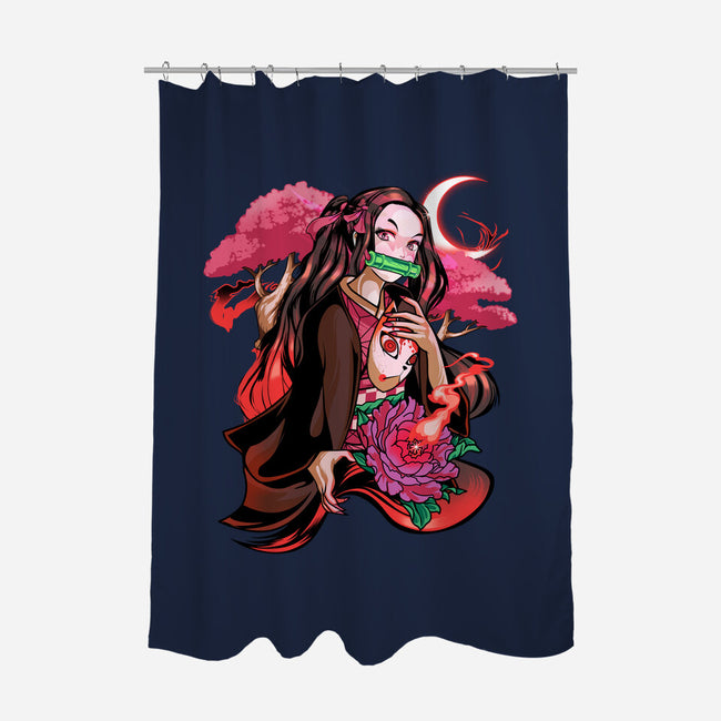 Cute Demon-none polyester shower curtain-heydale