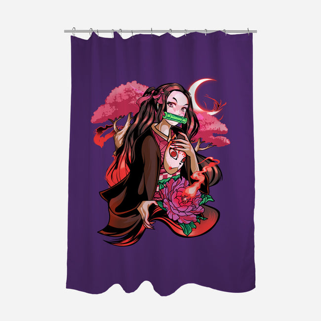 Cute Demon-none polyester shower curtain-heydale