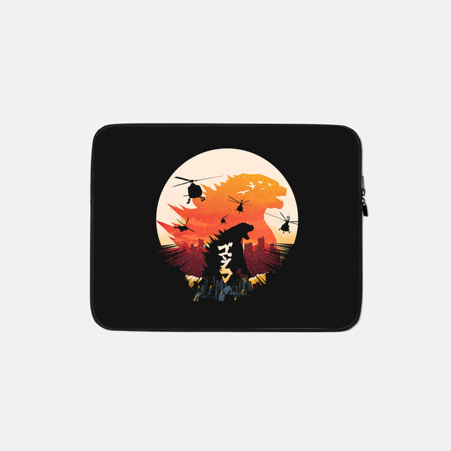King Kaiju Sunset-none zippered laptop sleeve-dandingeroz