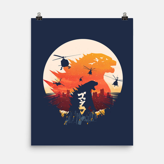 King Kaiju Sunset-none matte poster-dandingeroz