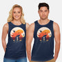King Kaiju Sunset-unisex basic tank-dandingeroz