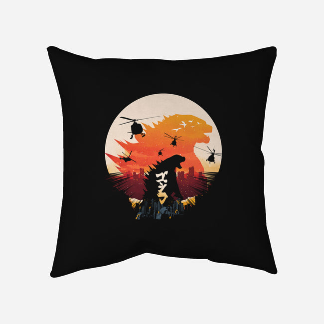 King Kaiju Sunset-none removable cover w insert throw pillow-dandingeroz