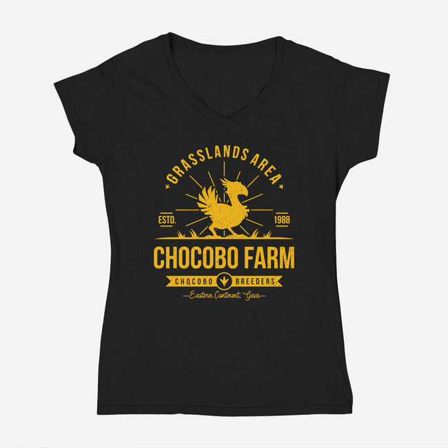 Chocobo Farm-womens v-neck tee-Alundrart
