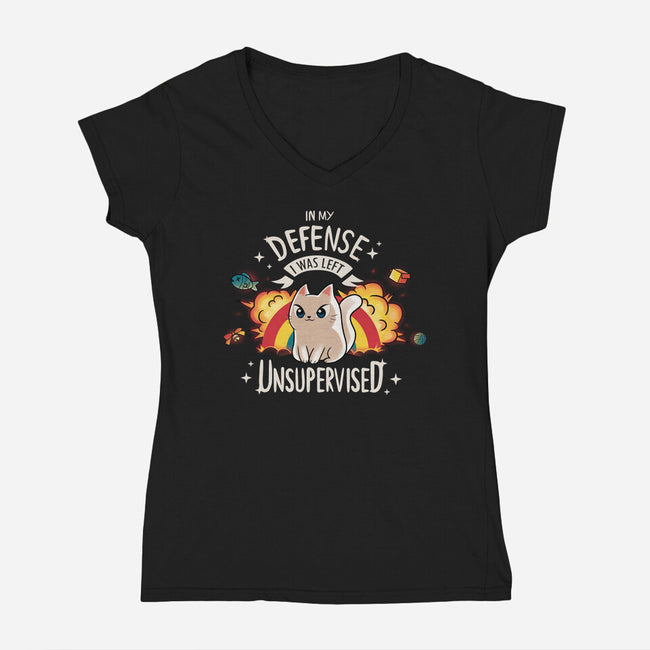 Unsupervised Cat-womens v-neck tee-Typhoonic