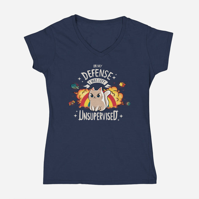 Unsupervised Cat-womens v-neck tee-Typhoonic
