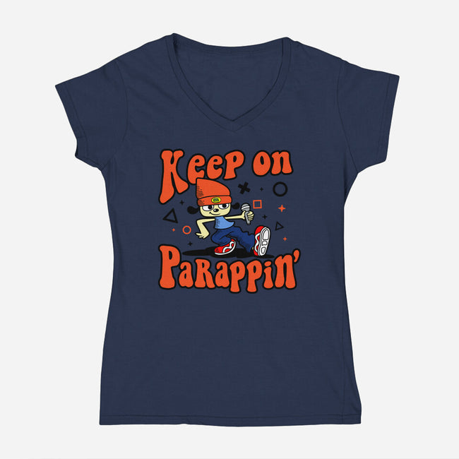 Keep On PaRappin-womens v-neck tee-demonigote