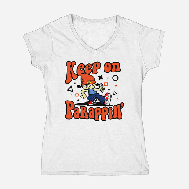 Keep On PaRappin-womens v-neck tee-demonigote