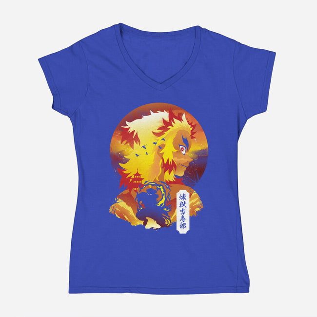 Rengoku Sunset-womens v-neck tee-dandingeroz