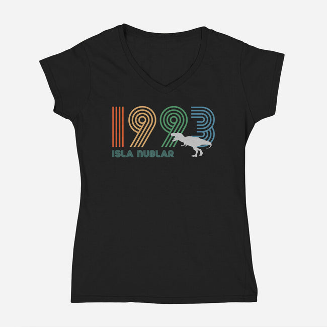Isla Nublar 93-womens v-neck tee-DrMonekers