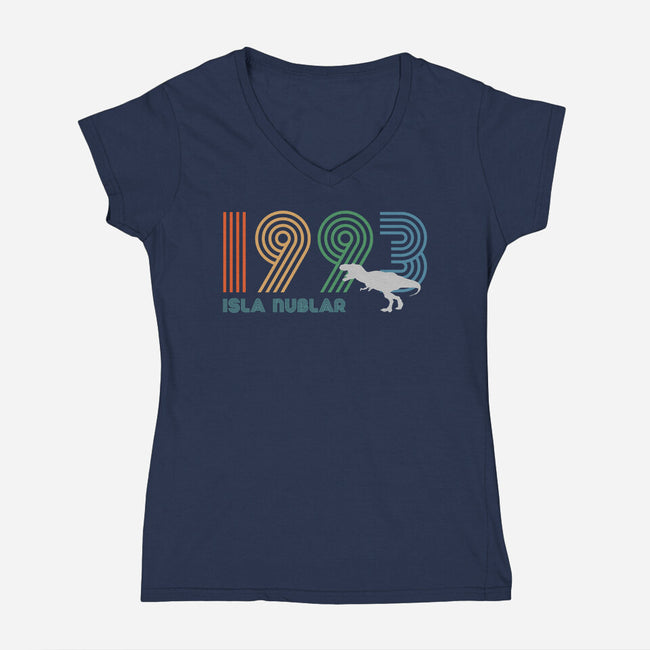 Isla Nublar 93-womens v-neck tee-DrMonekers