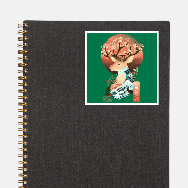 Sika Deer Landscape-none glossy sticker-dandingeroz