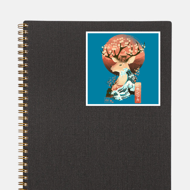 Sika Deer Landscape-none glossy sticker-dandingeroz