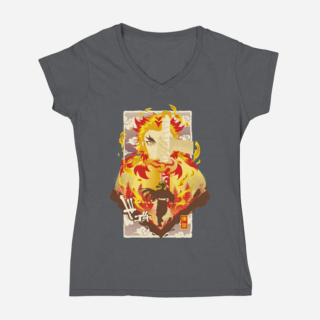 Flame Breathing-womens v-neck tee-hypertwenty