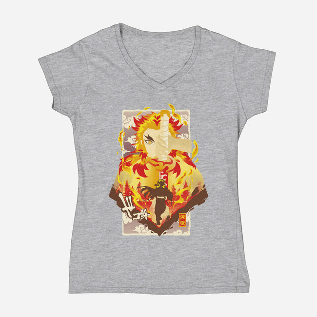 Flame Breathing-womens v-neck tee-hypertwenty