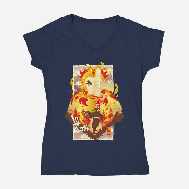 Flame Breathing-womens v-neck tee-hypertwenty