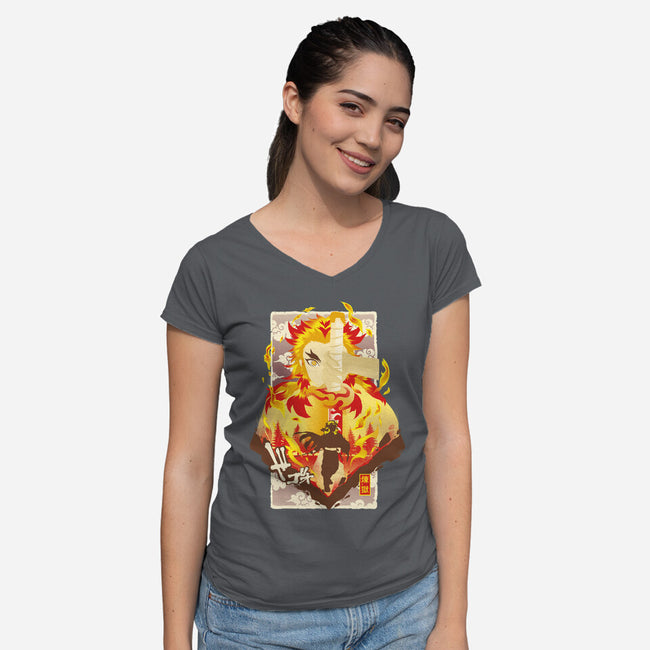 Flame Breathing-womens v-neck tee-hypertwenty