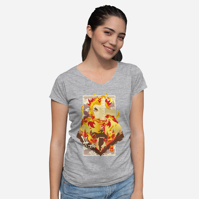 Flame Breathing-womens v-neck tee-hypertwenty