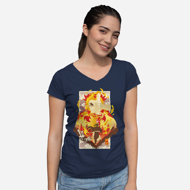 Flame Breathing-womens v-neck tee-hypertwenty