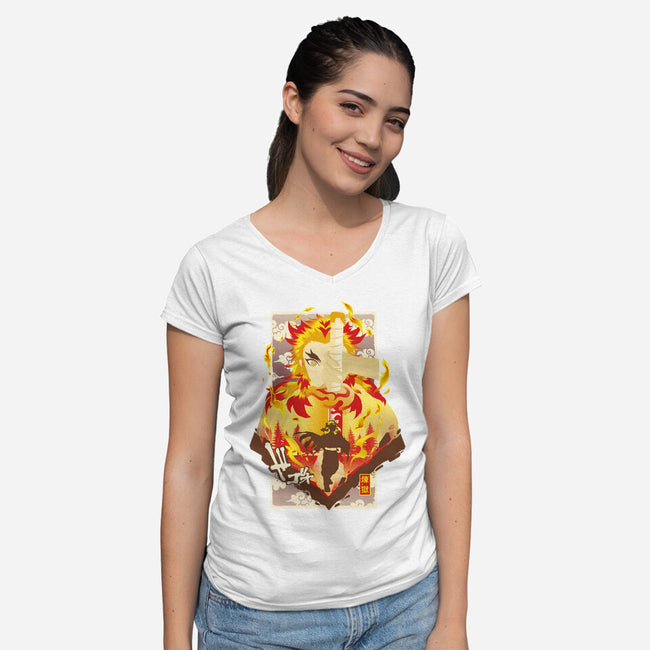 Flame Breathing-womens v-neck tee-hypertwenty