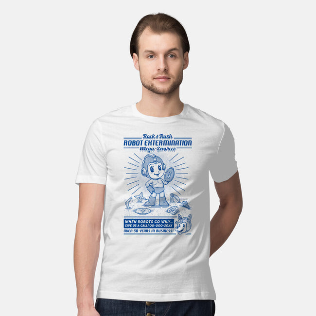 Mega Robot Extermination Services-mens premium tee-Firebrander