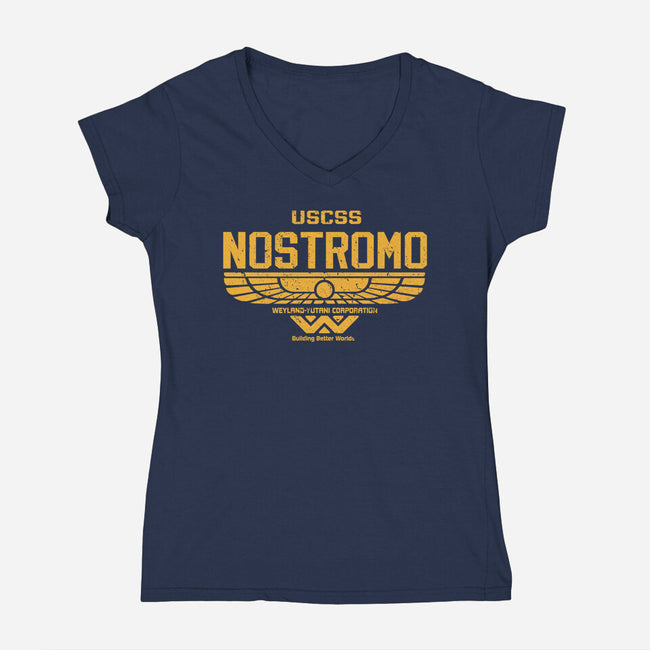 Nostromo Corporation-womens v-neck tee-DrMonekers