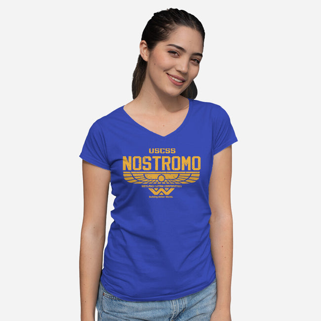 Nostromo Corporation-womens v-neck tee-DrMonekers