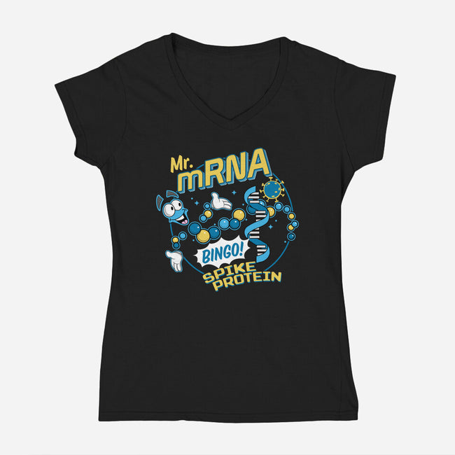 Mr. MRNA-womens v-neck tee-DeepFriedArt